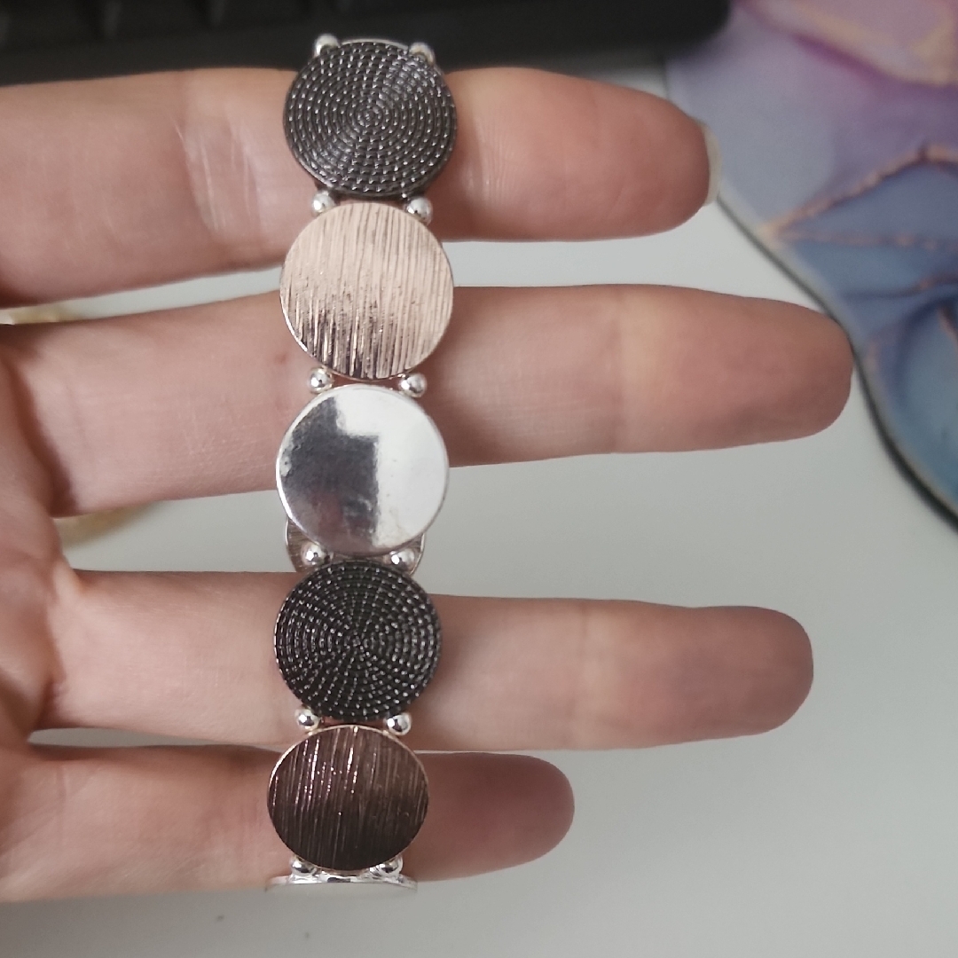 Elegant Silver Tone Gold Tone And Rose Gold Tone Bracelet